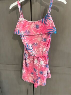 Girls' Pink Floral Ruffle Romper - Brand Not Visible